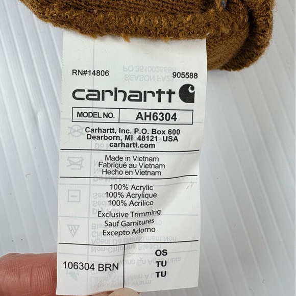 Carhartt Unisex Beanie in Brown with Gold Logo Accents OS - Picture 3 of 6